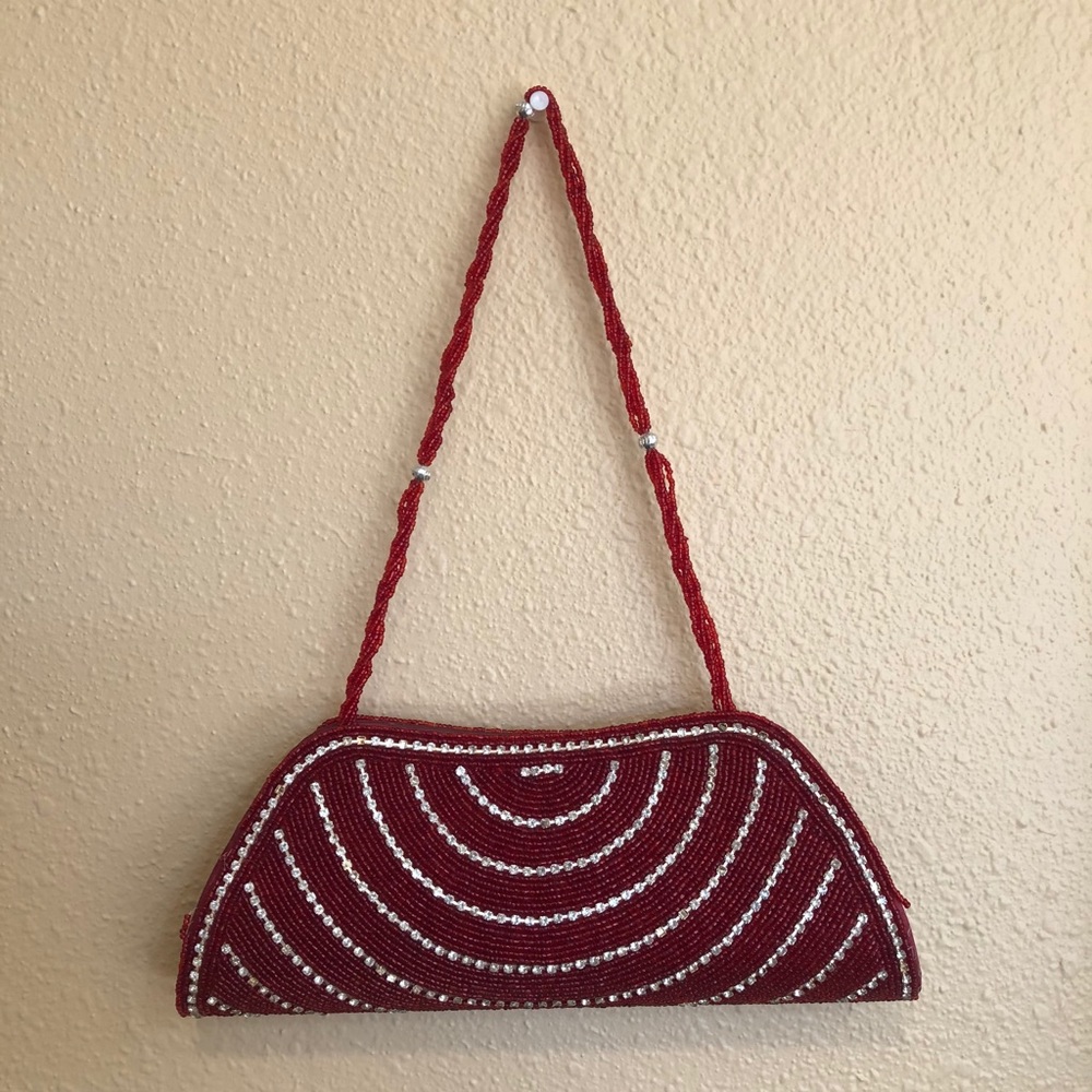 Red Beaded Clutch